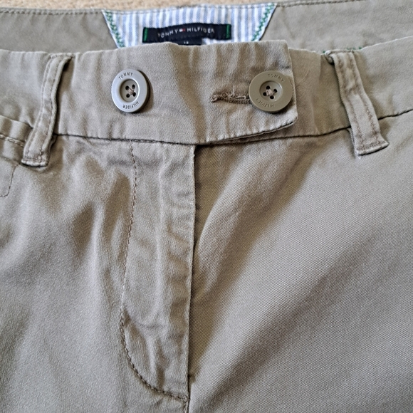 Tommy Hilfiger Cropped Pants Women's Size 14 Taupe Straight Leg Cotton Capri - Picture 6 of 15